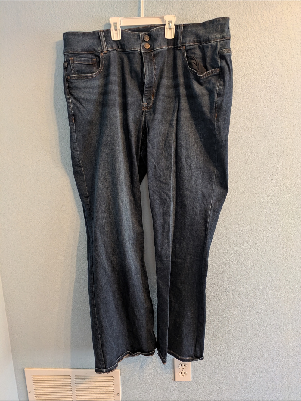 Lane Bryant Woman's High Rise Bootcut Jeans in Dark Blue Wash